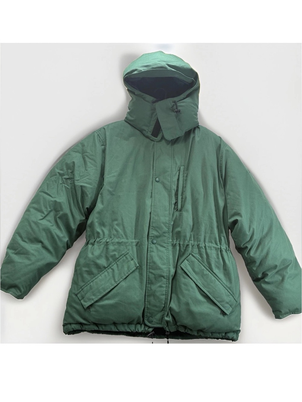 Vintage 90s Eddie Bauer Medium Goose Down Green Puffer Jacket Hooded Quilted